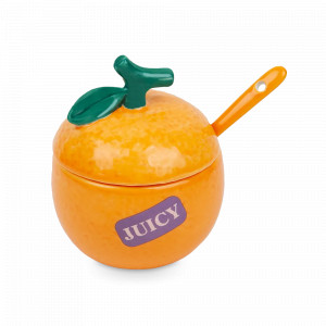 Сахарница  с ложкой Orange, 9 х 11 см, керамика, белый, DOIY, Испания, Сахарница с ложкой