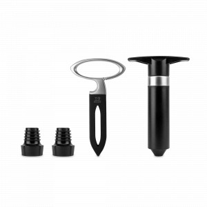 Набор из 4-х аксессуаров для вина Mathus Epivac, пластик, нержавеющая сталь, черный, PEUGEOT VIN, Франция, PEUGEOT VIN (Франция)