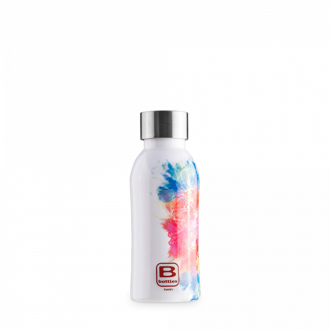 Термос Watercolor red and blue, 350 мл, нержавеющая сталь 18/10, белый, декор, серия B Bottle Twin, BUGATTI, Италия