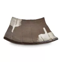 Тарелка квадратная пирожковая Brown White, 16 х 16 см, каменная керамика, белый, коричневый, ROOMERS TABLEWARE, Нидерланды, 
