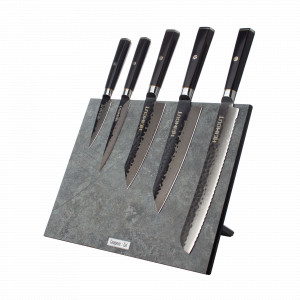 Набор кухонных ножей, 5 штук, на магнитной подставке, серия Black Damascus, HEIMCUT, Россия, Скидки до -25% на ножи HEIMCUT