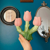 Подсвечник для 3-х свечей Floret, 20 см, фарфор, розовый, серия Blossom, TKANO, Китай_00822870055344825067.jpg