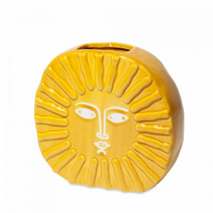 Ваза для цветов Sun, 18 см, керамика, желтый, DOIY, Испания, Вазы для цветов керамические