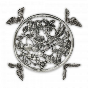 Подставка под турку &quot;Бабочки&quot;, латунь, серебристый, серия Летний сад, Кольчугинский Мельхиор, Россия, Металлические подставки под горячее