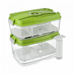 Набор из 2-х вакуумных контейнеров и насоса, 1.4 и 2 л, тритан, зеленый, серия RD-Round, STATUS, Словения, STATUS (Словения)