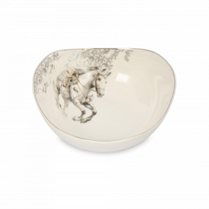 Салатник порционный «Конь», 14 см, фарфор, белый с серебристым кантом, серия Horse, ANNA LAFARG, Китай, Пиалы, салатники индивидуальные