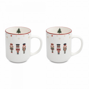 Кружка «Щелкунчики», 370 мл, 2 предмета, фарфор, белый, декор, серия New Year, ANNA LAFARG, Китай, Кружки