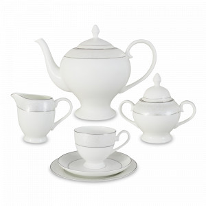 Подарочный чайный сервиз из фарфора «Мелисента» 21 предмет, на 6 персон, костяной фарфор, EMILY, Китай, Столовые сервизы из Китая