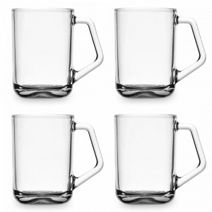 Набор из 4-х кружек, 350 мл, боросиликатное стекло, GLASSLOCK, Корея, Кружки