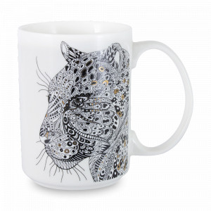 Кружка Леопард, 500 мл, фарфор, белый, декор, серия Wild, ANNA LAFARG, Китай, Большие кружки