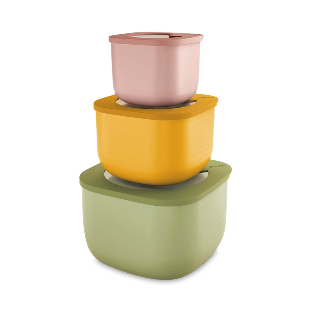 Набор контейнеров для хранения продуктов, 3 предмета, полипропилен, термопластичная резина, мультиколор, серия Store&More, GUZZINI, Италия