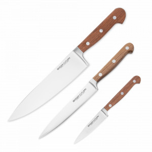 Набор кухонных ножей поварская тройка, серия Classic Walnut, BERGER CUTLERY, Германия, Поварские тройки ножей