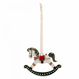 Украшение новогоднее - подвес Лошадка-качалка, 8 см, металл, золотистый, зеленый, серия New Year, ANNA LAFARG, Китай, Новогодний Декор ANNA LAFARG