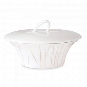 Сахарница с крышкой, 280 мл, фарфор, белый, декор, серия Boreal Swing, GUY DEGRENNE, Франция, Сахарницы