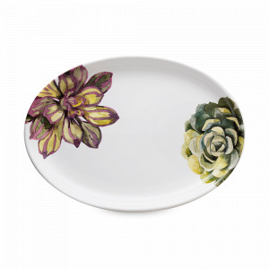 Блюдо овальное сервировочное, 38 х 27 х 4 см, керамика, белый, декор, серия Cactus, NUOVA CER, Италия, NUOVA CER (Италия)