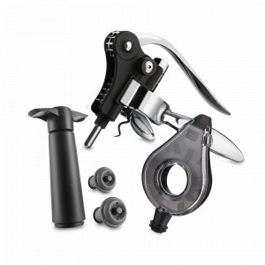 Набор для вина Air Deluxe, нержавеющая сталь, пластик, черный, VACU VIN, Нидерланды, VACU VIN (Нидерланды)