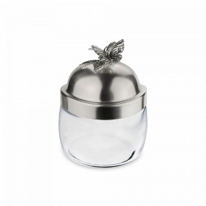 Банка для сыпучих продуктов «Бабочки», медь, стекло, 500 мл, серебристый, серия Летний сад, Кольчугинский Мельхиор, Россия, Банки для хранения чая