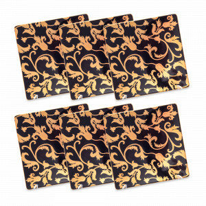 Набор из 6-ти квадратных десертных тарелок Black Gold, 17 см, фарфор, черный, золотой, серия Tosca, FALKENPORZELLAN, Германия, Скидка до -30% на фарфор FALKENPORZELLAN