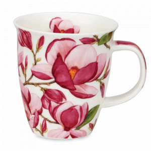 Кружка «Магнолия темно-розовая», 480 мл, костяной фарфор, декор, серия Nevis, DUNOON, Великобритания, Большие кружки