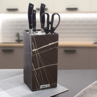 Подставка для кухонных ножей, 11 х 11 х 24 см, композитный материал, мрамор Сахара Brown, серия Elegance, ComposeEat, Россия_00822610053957557990.jpg