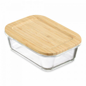 Форма для запекания и хранения с крышкой, 370 мл, боросиликатное стекло, бамбук, прозрачный, SMART SOLUTIONS, Россия, Жаропрочные формы для запекания