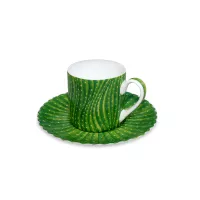 Пара кофейная, 100 мл, костяной фарфор, зеленый, серия Cactus, TAITU, Италия, 