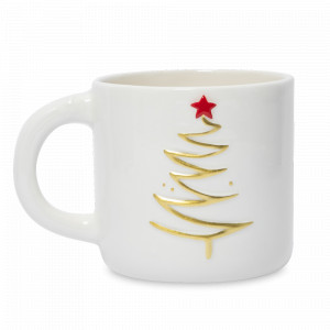 Кружка «Ель со звездой», 300 мл, керамика, белый, золотой, серия New Year, ANNA LAFARG, Китай, Белые кружки