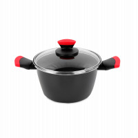 Кастрюля с крышкой, 16 см, сталь, стеклоэмаль, черный, серия Kilauea, VITRINOR, Испания