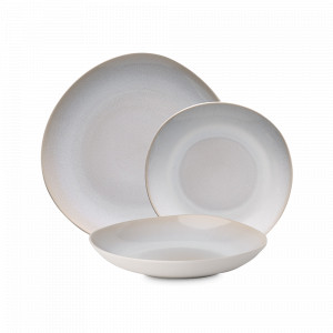 Сервиз обеденный на 4 персоны, 12 предметов, керамика, бежевый в крапинку, серия North Organic, LUNASOL, Швейцария, Наборы обеденных тарелок