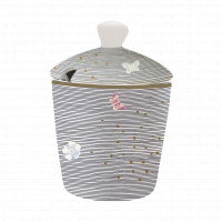 Сахарница Midnight Pinstripe, 8 х 11.8 см, 0.25 л, фарфор, белый, серый, серия Pinstripe, Laura Ashley, Великобритания