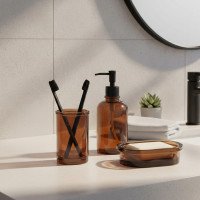 Диспенсер для жидкого мыла Amber, 270 мл, стекло, пластик, янтарный, серия Bath, BERGENSON BJORN, Великобритания_00822810063379476373.jpg
