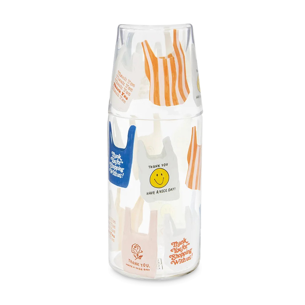 Набор из графина и стакана Thank you Bag, стекло, декор, серия Corner Shop, DOIY, Испания