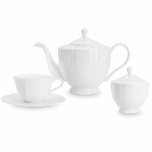 Сервиз чайный на 6 персон Lotus white, 14 предметов, фарфор, белый, серия Emily, ANNA LAFARG, Китай, Скидка до -20% на бренд ANNA LAFARG