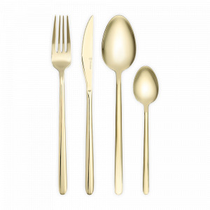 Набор столовых приборов на 6 персон, 24 предмета, нержавеющая сталь 18/0, золотистый глянец, серия Pure, LIBERTY JONES, Китай, Подарочные столовые приборы