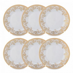 Набор из 6-ти десертных тарелок Cream Gold, 17 см, фарфор, белый, золотой, серия Constanza Sophie, FALKENPORZELLAN, Германия, Плоские круглые тарелки