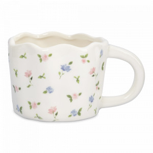 Кружка Нежные цветы, 460 мл, керамика, молочный, декор, серия Mint flowers, ANNA LAFARG, Китай, Кружки