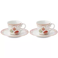 Набор из 2-х кофейных пар Новогодние шары, 80 мл, фарфор, белый, декор, серия Christmas Eve, EASY LIFE (R2S), Италия, 