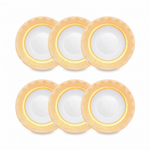 Набор из 6-ти суповых тарелок Cream Gold, 22.5 см, фарфор, бежевый, золотой, серия Constanza Marakesh, FALKENPORZELLAN, Германия, Наборы глубоких тарелок