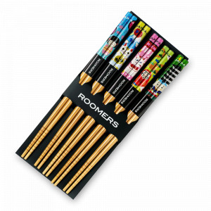 Набор из 5-ти пар палочек для еды, 22.5 см, бамбук, бежевый, декор, ROOMERS TABLEWARE, Нидерланды, Палочки для суши