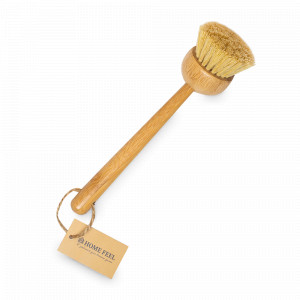 Щетка с длинной ручкой для мытья посуды, дерево, натуральная щетина, HOMEFEEL, Россия, Полезные мелочи