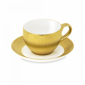 Пара чайная, 200 мл, фарфор, белый, золотой, серия Deras, LE COQ, Италия, Чайные пары