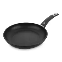 Сковорода для индукционных плит с антипригарным покрытием, 24 см, литой алюминий с алмазным порошком, черный, серия Diamant Plus, OLYMPIA, Италия, 