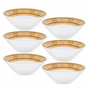 Набор из 6-ти салатников Black Creme Gold, 19 см, фарфор, черный, золотой, серия Diadem, FALKENPORZELLAN, Германия, Наборы фарфоровых салатников