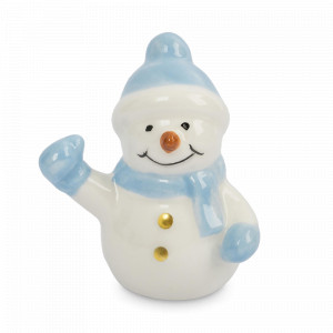 Статуэтка «Snowman», 6 см, керамика, белый, голубой, серия New Year, ANNA LAFARG, Китай, Статуэтки