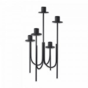 Подсвечник на 5 свечей Flam, 36 см, металл, черный, BERGENSON BJORN, Великобритания, Подсвечники и канделябры