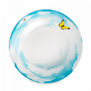 Тарелка суповая , 20,5 см, костяной фарфор, белый, голубой, серия Prati Italiani, TAITU, Италия, Фарфоровые тарелки для супа