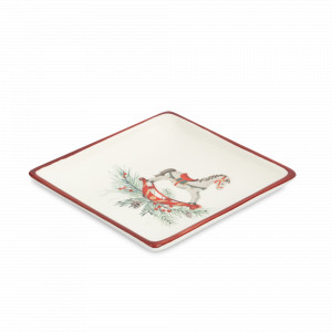 Блюдо квадратное «Лошадка», 15 см, керамика, белый, красный, серия Festival, ANNA LAFARG, Китай, Блюда сервировочные, менажницы
