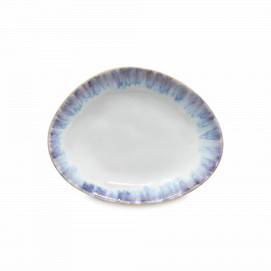 Тарелка десертная овальная Ria Blue, 20.3 х 16 см, керамика, кремовый, синий, серия Brisa, COSTA NOVA, Португалия, Brisa COSTA NOVA