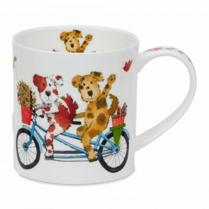Кружка «Собаки на велосипеде», 350 мл, костяной фарфор, белый, красный, серия Orkney, DUNOON, Великобритания, Кружки подарочные