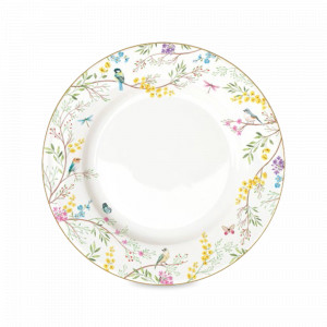 Тарелка обеденная, 26.5 см, фарфор, белый, декор, серия Пение птиц, EASY LIFE (R2S), Италия, EASY LIFE R2S (Италия)